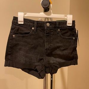 acid washed black shorts